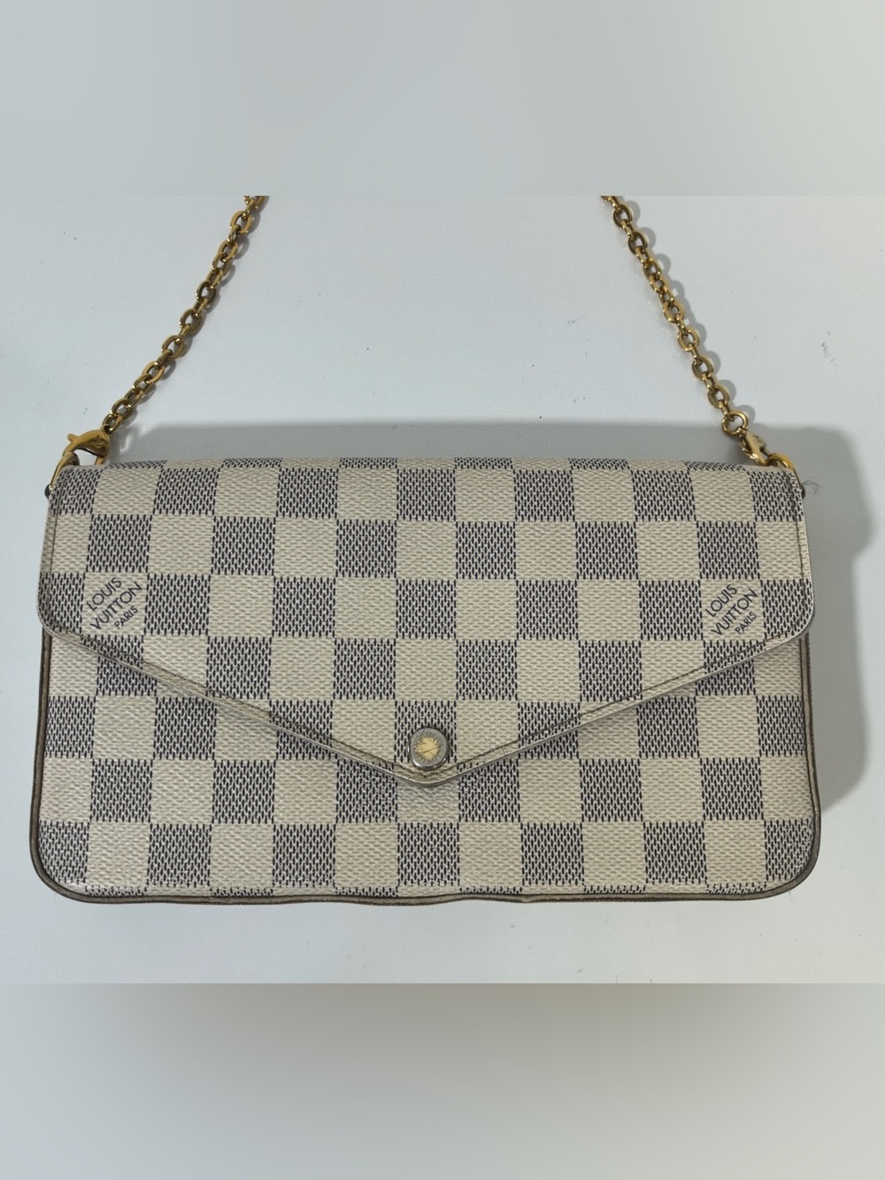 Pre-Owned Louis Vuitton Damier Azur Felicie Chain Wallet